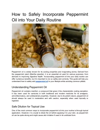 how to safely incorporate peppermint oil into
