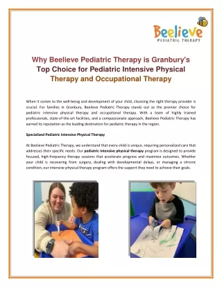 pediatric intensive physical therapy  - PDF