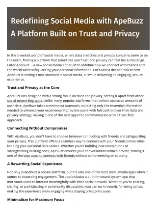 Redefining Social Media with ApeBuzz: A Platform Built on Trust and Privacy