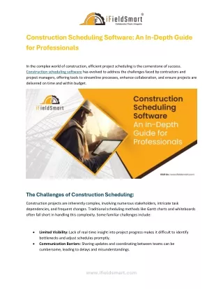 Construction Scheduling Software An In-Depth Guide for Professionals - iFieldSmart