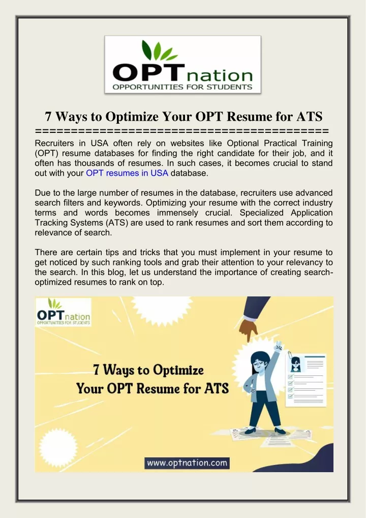 7 ways to optimize your opt resume