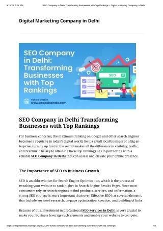 SEO Company in Delhi Transforming Businesses with Top Rankings – Digital Marketing Company in Delhi