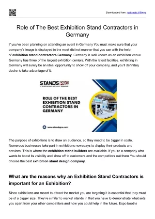 Role of The Best Exhibition Stand Contractors in Germany