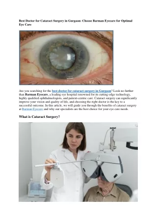 Best Doctor for Cataract Surgery in Gurgaon