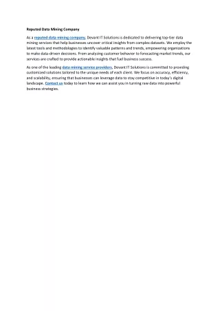 Reputed Data Mining Company