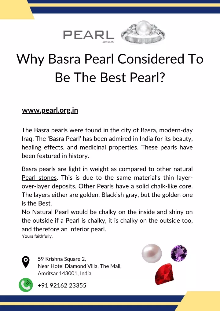 why basra pearl considered to be the best pearl