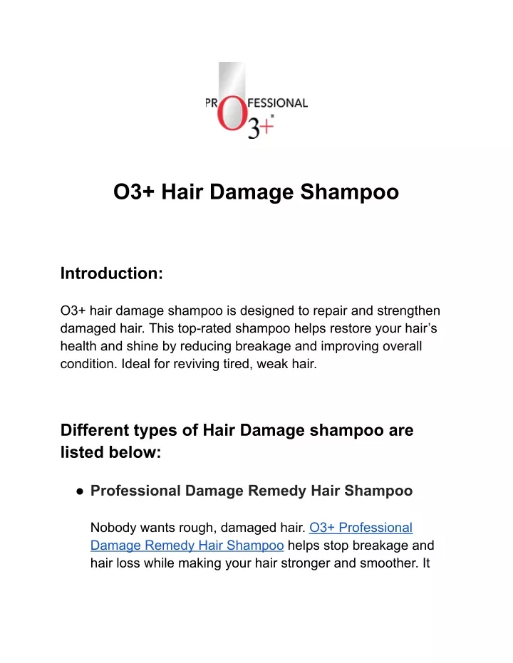 o3 hair damage shampoo