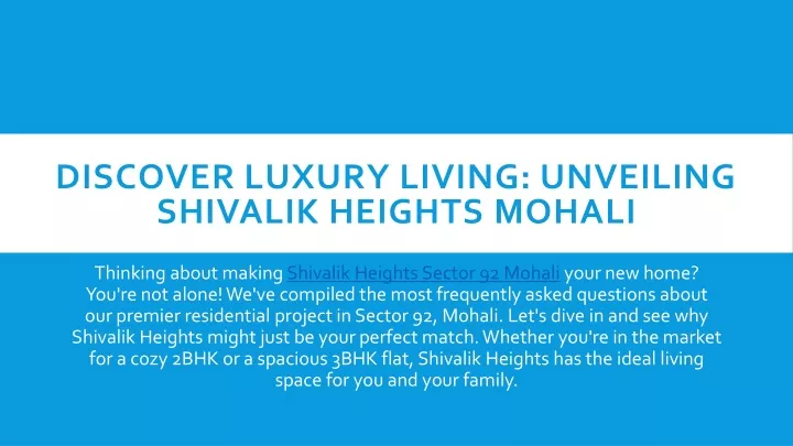 discover luxury living unveiling shivalik heights mohali