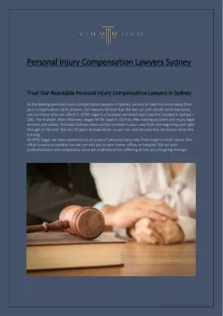 Personal Injury Compensation Lawyers Sydney