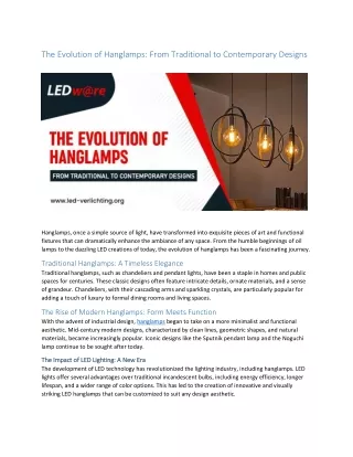 The Evolution of Hanglamps- From Traditional to Contemporary Designs