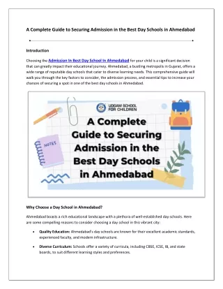 A Complete Guide to Securing Admission in the Best Day Schools in Ahmedabad