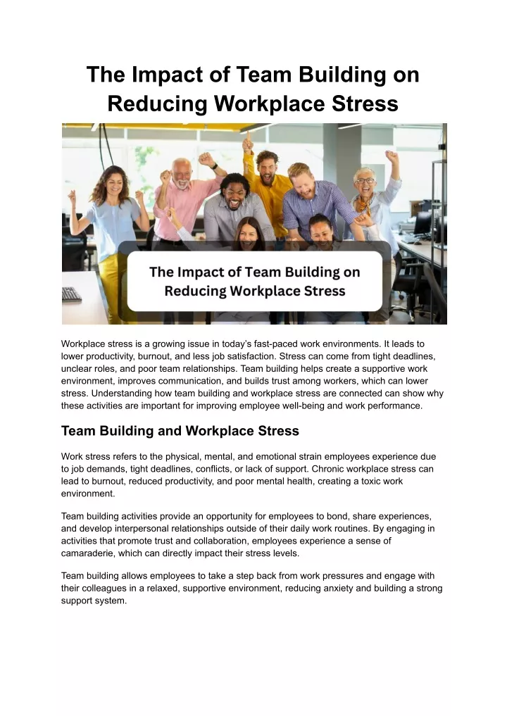 the impact of team building on reducing workplace