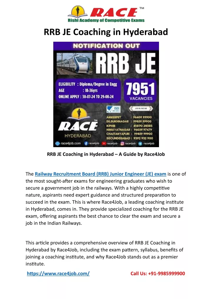 rrb je coaching in hyderabad