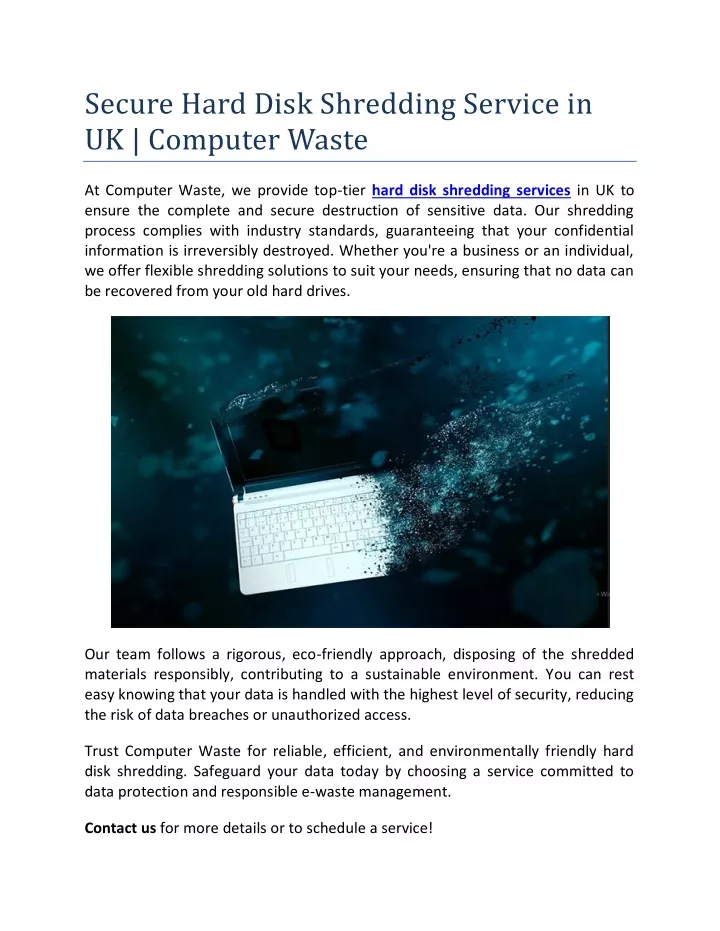 secure hard disk shredding service in uk computer