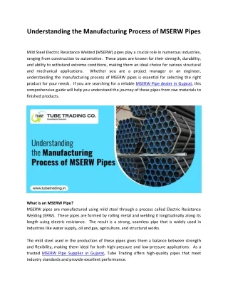 Understanding the Manufacturing Process of MSERW Pipes