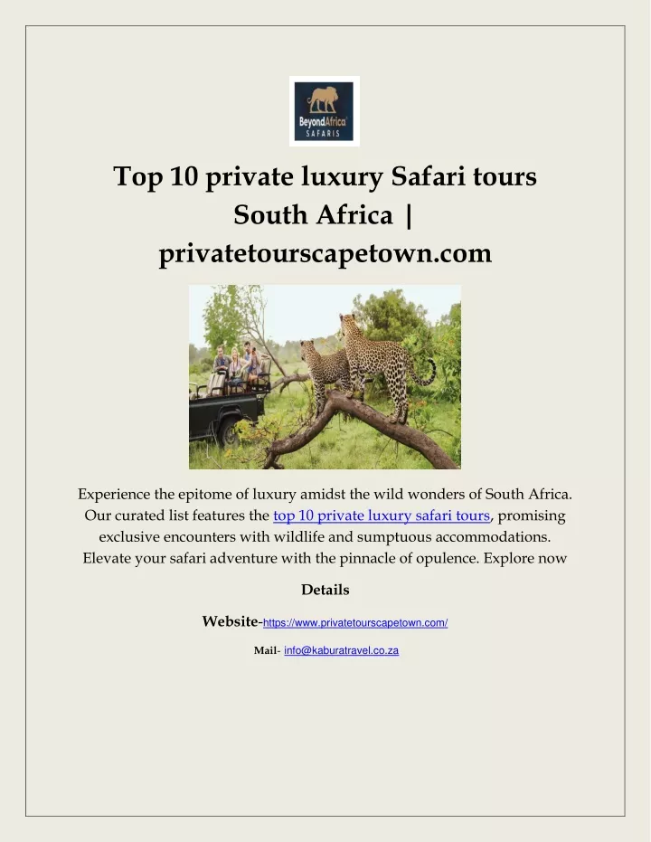 top 10 private luxury safari tours south africa