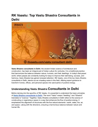 RK Vaastu_ Top Vastu Shastra Consultants in Delhi