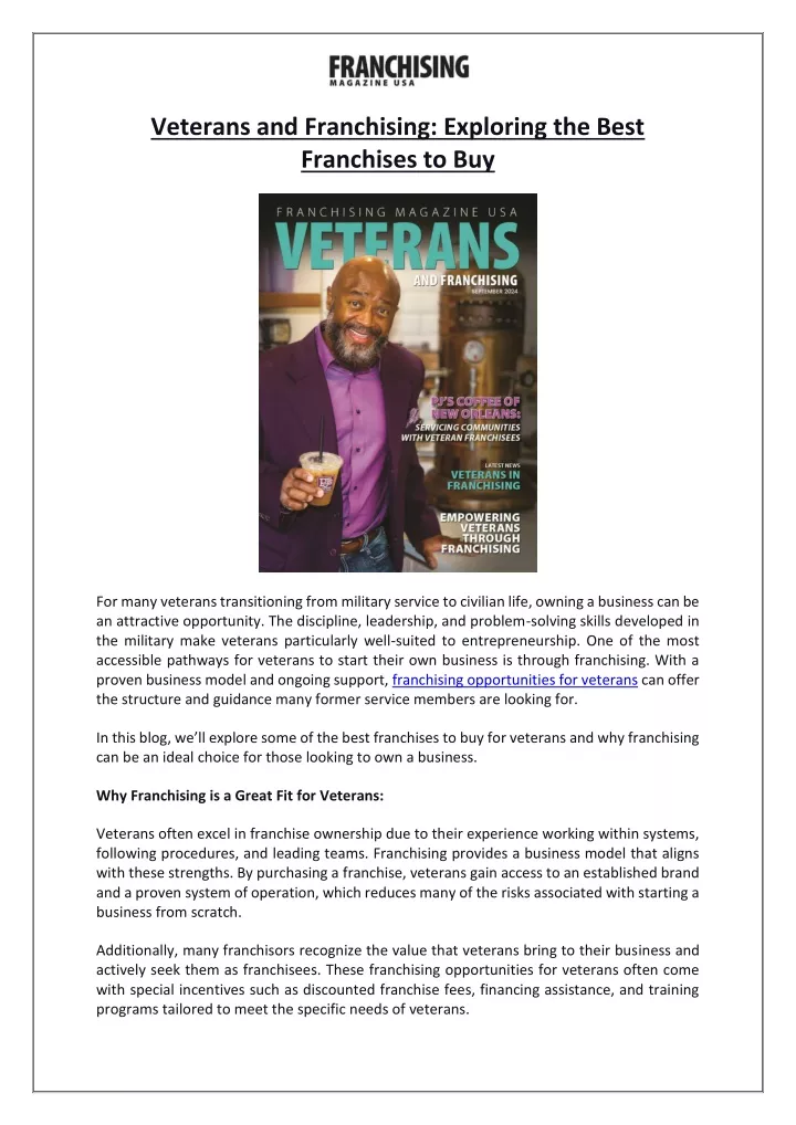 veterans and franchising exploring the best