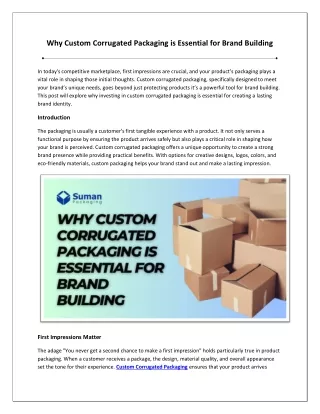 Why Custom Corrugated Packaging is Essential for Brand Building