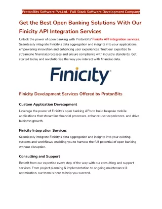 Get the Best Open Banking Solutions With Our Finicity API Integration Services