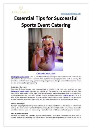 Essential Tips for Successful Sports Event Catering