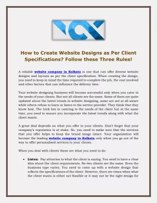 How to Create Website Designs as Per Client Specifications- Follow these Three Rules