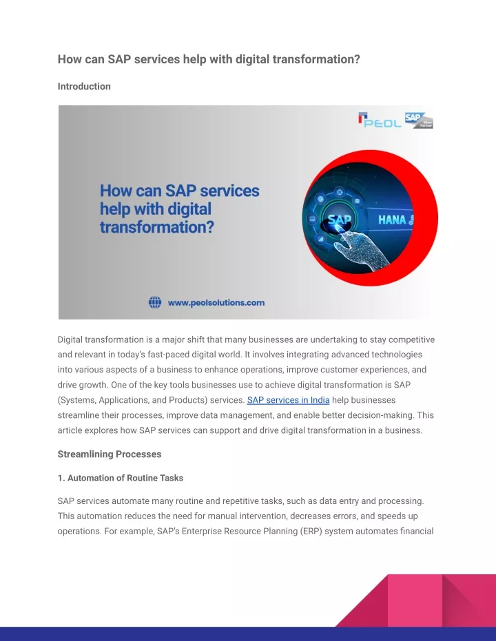 how can sap services help with digital