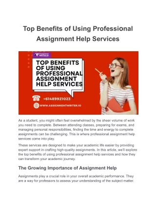 top benefits of using professi o nal assignment
