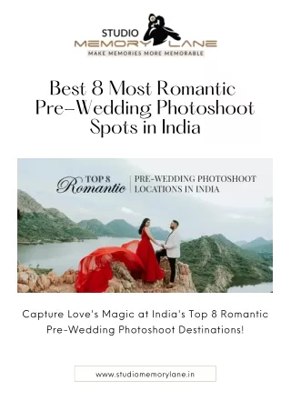 Top 8 Romantic Pre-Wedding Photoshoot Locations in India