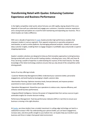 Transforming Retail with Qualex Enhancing Customer Experience and Business Perfo