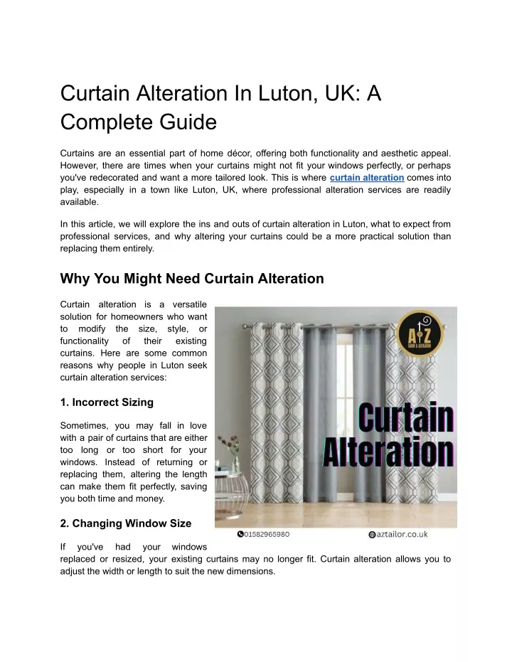 curtain alteration in luton uk a complete guide