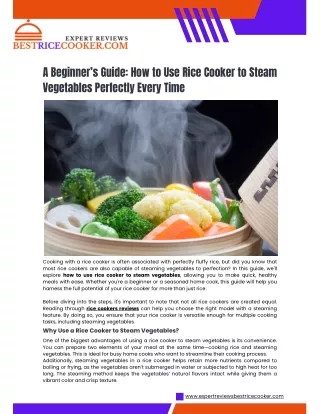 How to Use Rice Cooker to Steam Vegetables