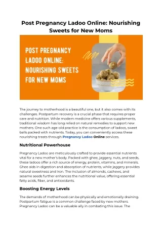 Post Pregnancy Ladoo Online - Nourishing Sweets for New Moms