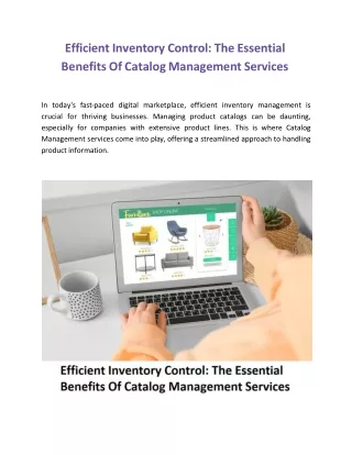 Efficient Inventory Control: The Essential Benefits Of Catalog Management Servic