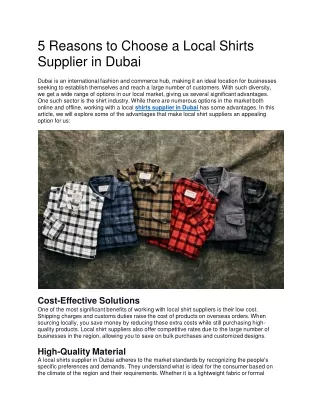 5 Reasons to Choose a Local Shirts Supplier in Dubai