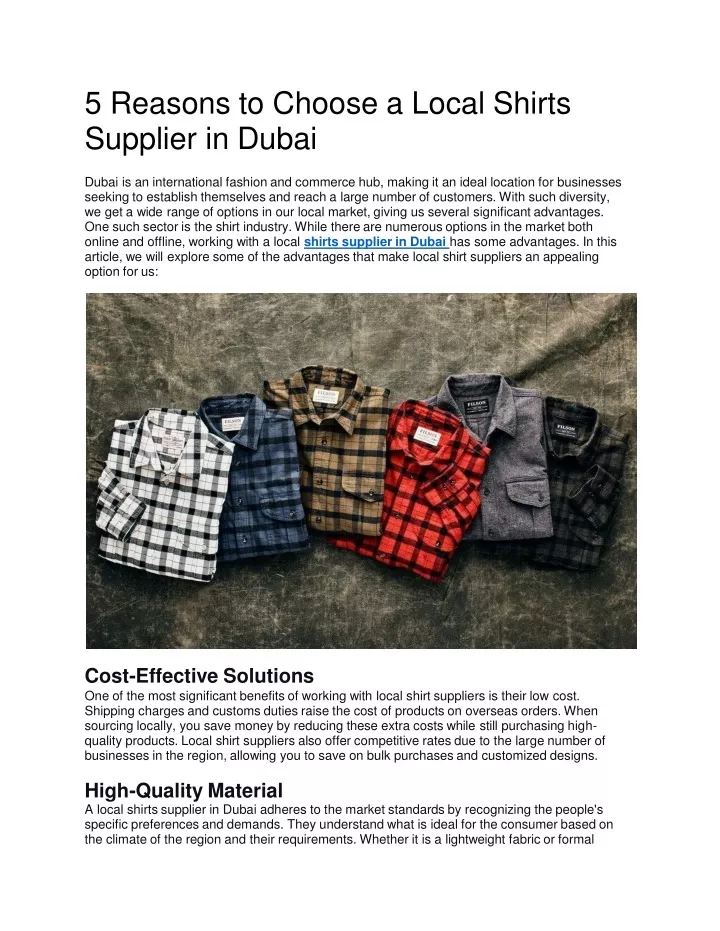 5 reasons to choose a local shirts supplier in dubai