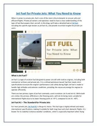 Jet Fuel for Private Jets_what you need to know