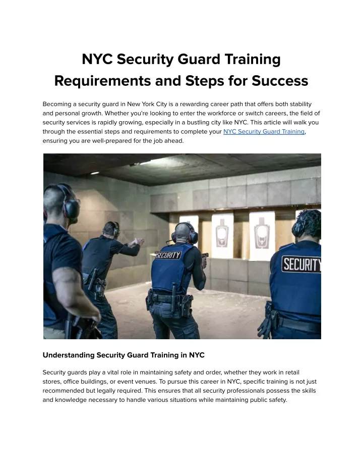 nyc security guard training requirements