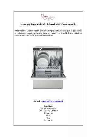 Lavastoviglie professionali D.l.service Div. E-commerce Srl