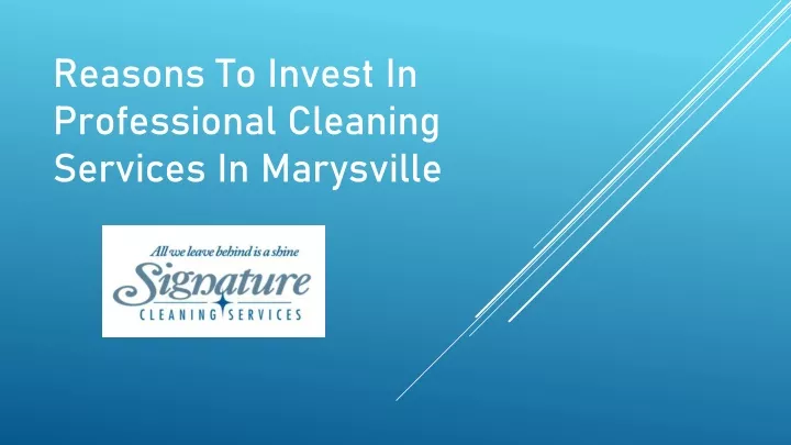 reasons to invest in professional cleaning services in marysville