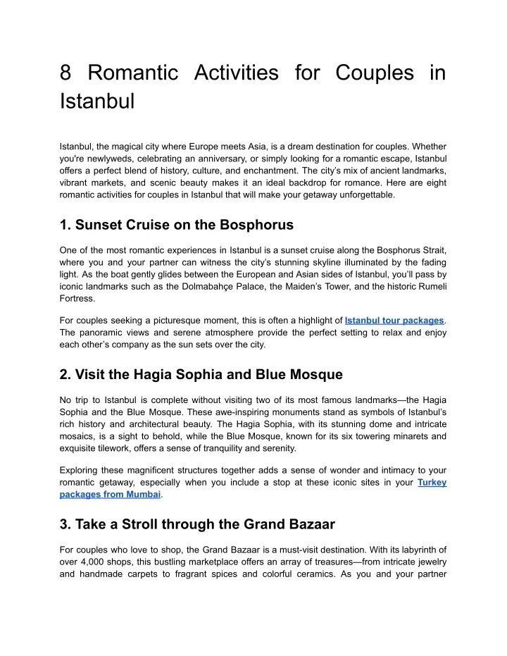 8 romantic activities for couples in istanbul