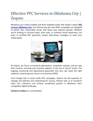 Effective PPC Services in Oklahoma City- Zeqons