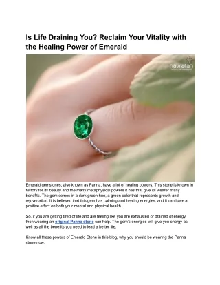 Is Life Draining You_ Reclaim Your Vitality with the Healing Power of Emerald