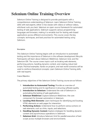 selenium online training overview