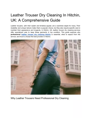 Leather Trouser Dry Cleaning Hitchin