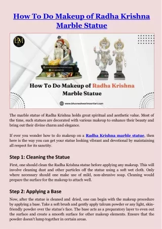 How To Do Makeup of Radha Krishna Marble Statue?