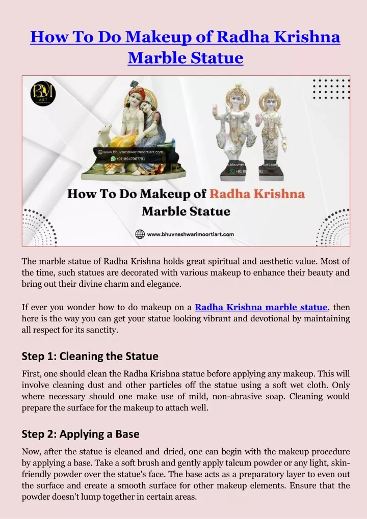 how to do makeup of radha krishna marble statue