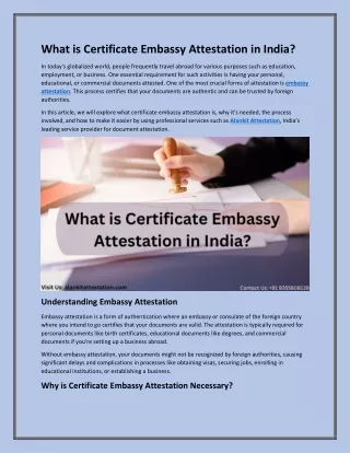 What is Certificate Embassy Attestation in India