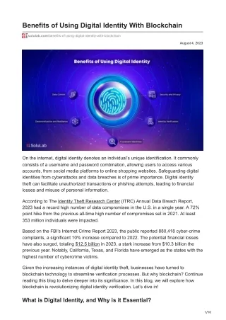 benefits of using digital identity with blockchain