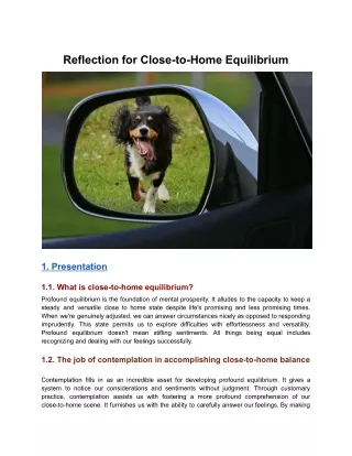 reflection for close to home equilibrium